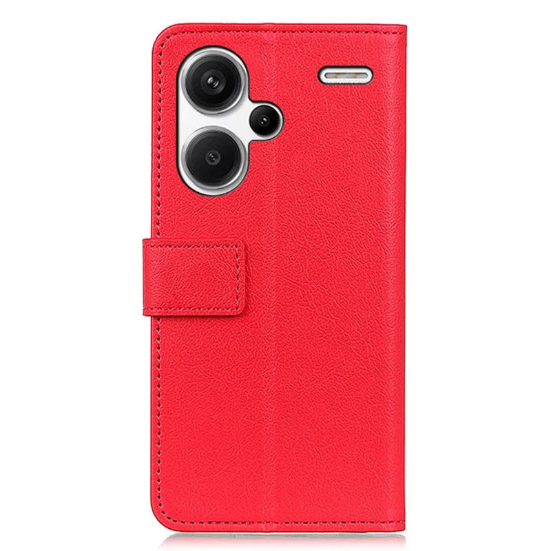 For Xiaomi Redmi Note 13 Pro+ 5G Cell Phone Cases Drop Resistant PU Leather Cover - Red