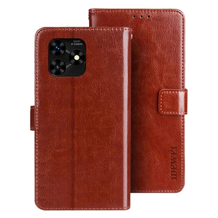 IDEWEI Pour Umidigi G5 Crazy Horse Texture Shockproof Wallet Phone Protector - Brown