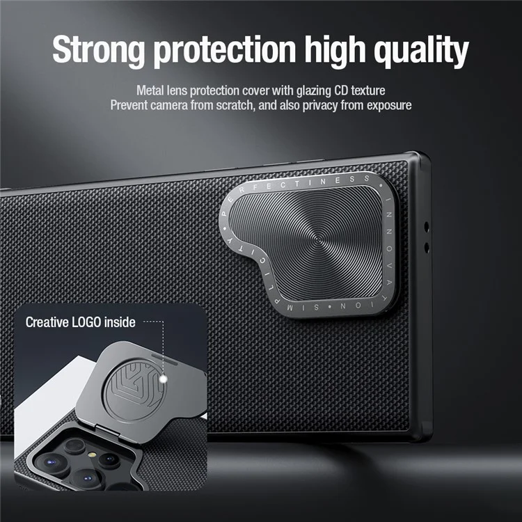 NILLKIN For Samsung Galaxy S24 Ultra Cell Phone Cases PC+TPU Textured Prop Protective Cover with Lens Lid