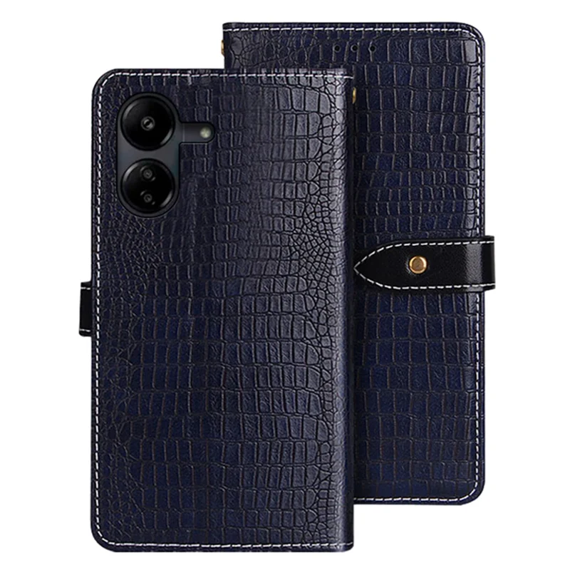 IDEWEI For Xiaomi Redmi 13C 4G / Poco C65 4G Cell Phone Case Crocodile Texture Leather Wallet Cover - Blue