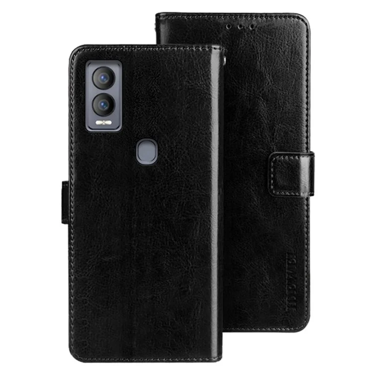 IDEWEI For Cricket Magic 5G Phone Case Shockproof PU Leather Stand Phone Protector - Black