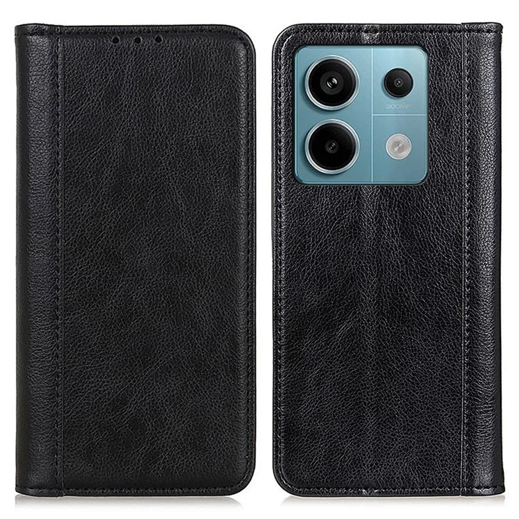 Per Xiaomi Redmi Note 13 Pro 5G / Poco X6 5G Custodia Texture Litchi Pelle Divisa Cover per Cellulare - Nero