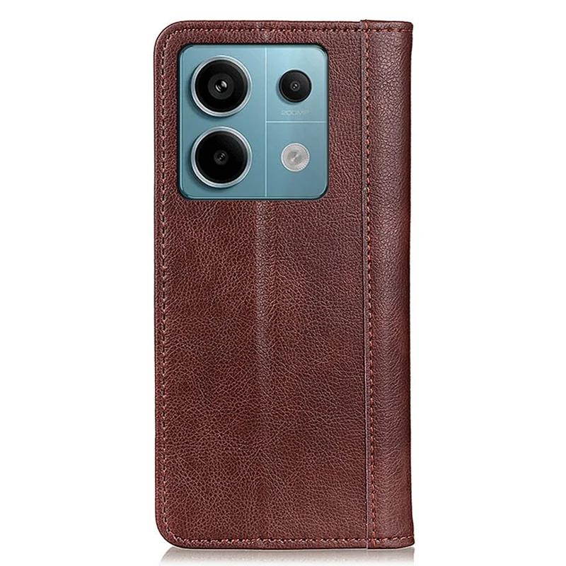 For Xiaomi Redmi Note 13 Pro 5G / Poco X6 5G Case Litchi Texture Split Leather Cell Phone Cover - Brown