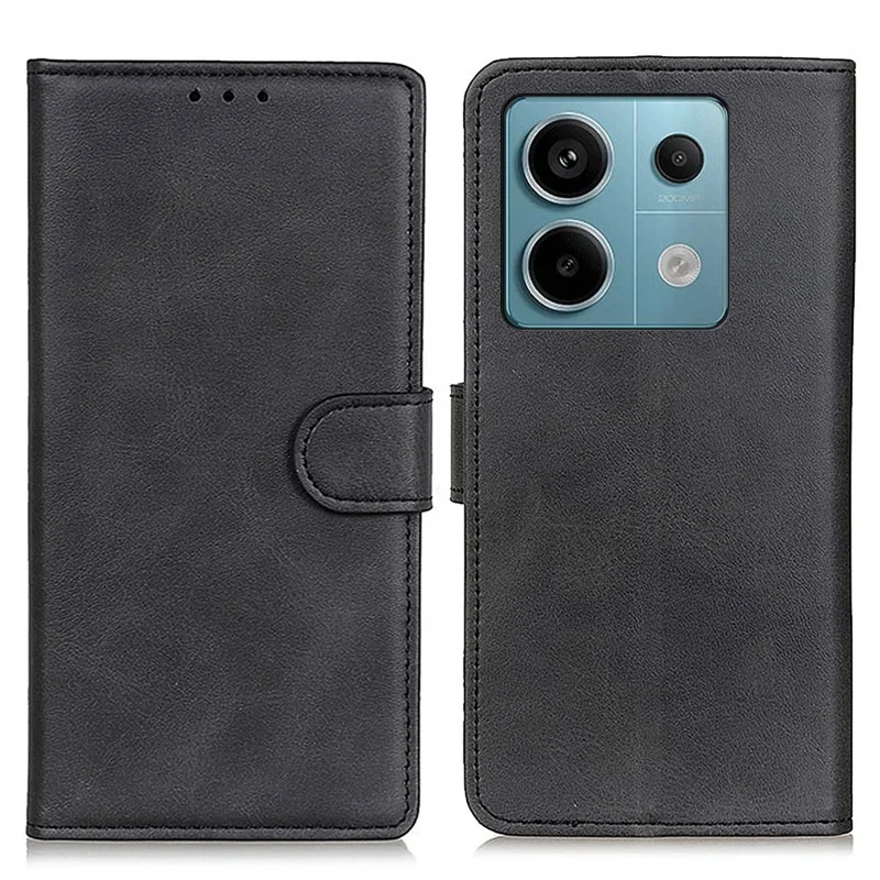 Para Xiaomi Redmi Note 13 Pro 5G / Poco X6 5G Capas de Telefone Celular Textura de Couro de Vaca PU - Preto