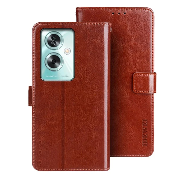 IDEWEI Para Oppo A79 5G Caso Carteira de Couro PU Capa de Telefone Textura de Cavalo Louco Capa de Telefone - Marrom