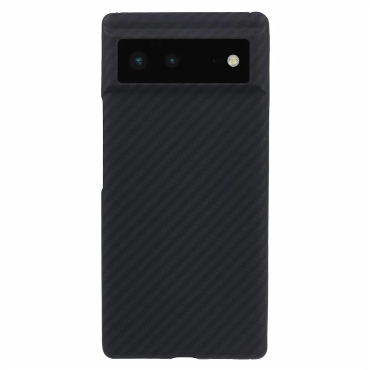 For Google Pixel 6 Black Cell Phone Cover 1500D Coarse Texture Aramid Fiber Slim-Fit Case with Big Lens Cutout