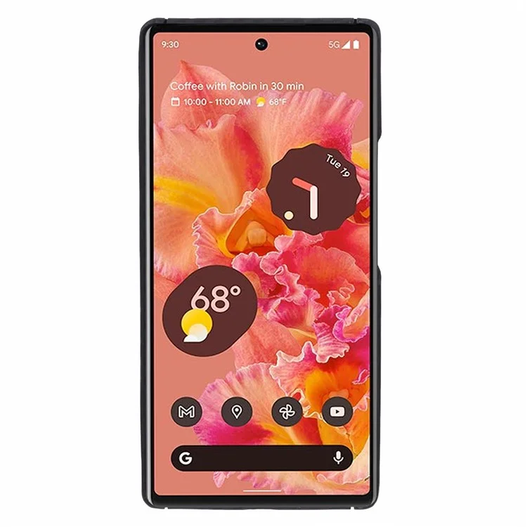 For Google Pixel 6 Black Cell Phone Cover 1500D Coarse Texture Aramid Fiber Slim-Fit Case with Big Lens Cutout