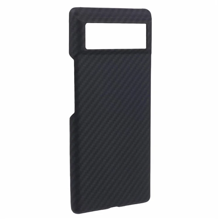 For Google Pixel 6 Black Cell Phone Cover 1500D Coarse Texture Aramid Fiber Slim-Fit Case with Big Lens Cutout