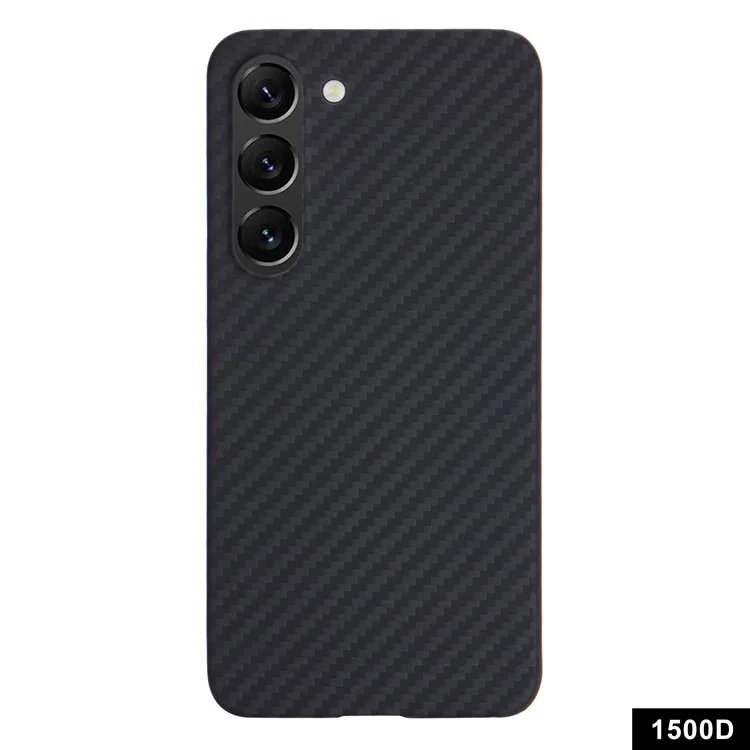 Para Samsung Galaxy S23 Case Aramid Fiber 1500D Textura Gruesa Aramid Fiber Slim Phone Back Cover (Big Lens Hole) - Negro