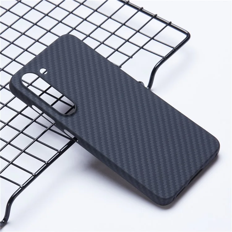 Para Samsung Galaxy S23 Case Aramid Fiber 1500D Textura Gruesa Aramid Fiber Slim Phone Back Cover (Big Lens Hole) - Negro