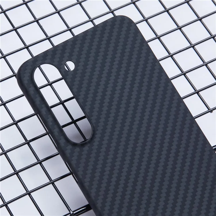 Para Samsung Galaxy S23 Case Aramid Fiber 1500D Textura Gruesa Aramid Fiber Slim Phone Back Cover (Big Lens Hole) - Negro