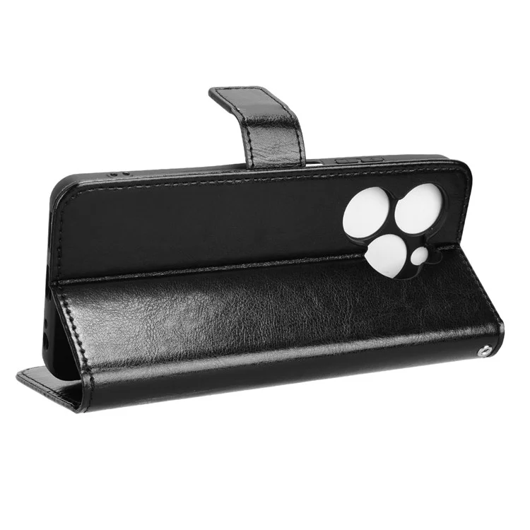 For Infinix Smart 8 4G X6525 / Smart 8 HD 4G Phone Case PU Leather Crazy Horse Texture Wallet Cover - Black