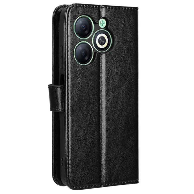 For Infinix Smart 8 4G X6525 / Smart 8 HD 4G Phone Case PU Leather Crazy Horse Texture Wallet Cover - Black