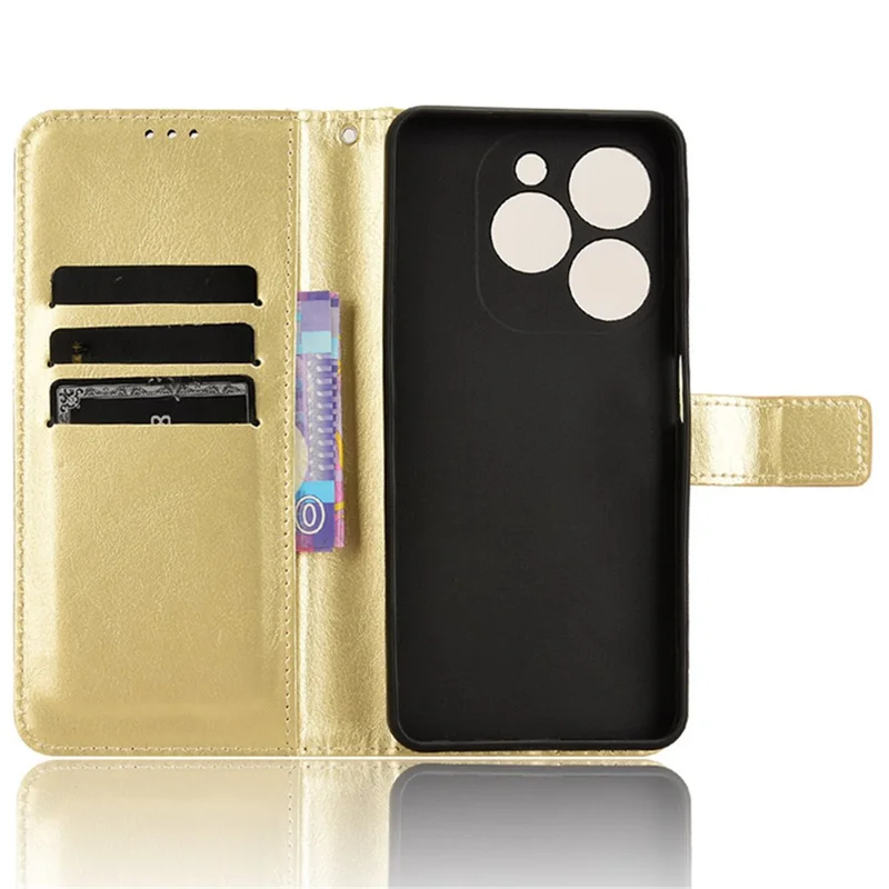 For Infinix Smart 8 4G X6525 / Smart 8 HD 4G Phone Case PU Leather Crazy Horse Texture Wallet Cover - Gold