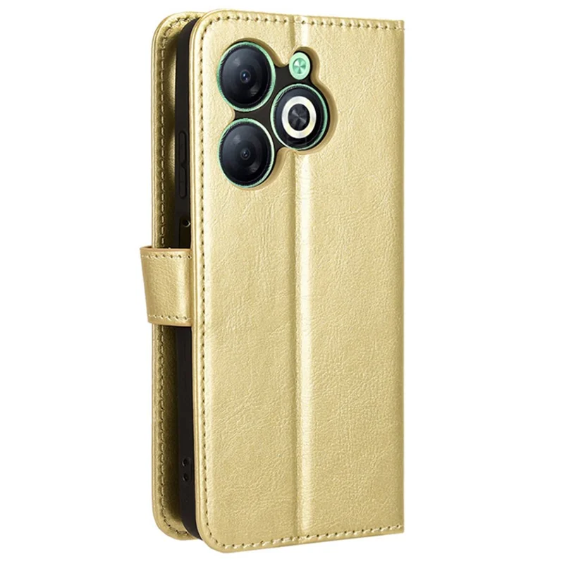 For Infinix Smart 8 4G X6525 / Smart 8 HD 4G Phone Case PU Leather Crazy Horse Texture Wallet Cover - Gold