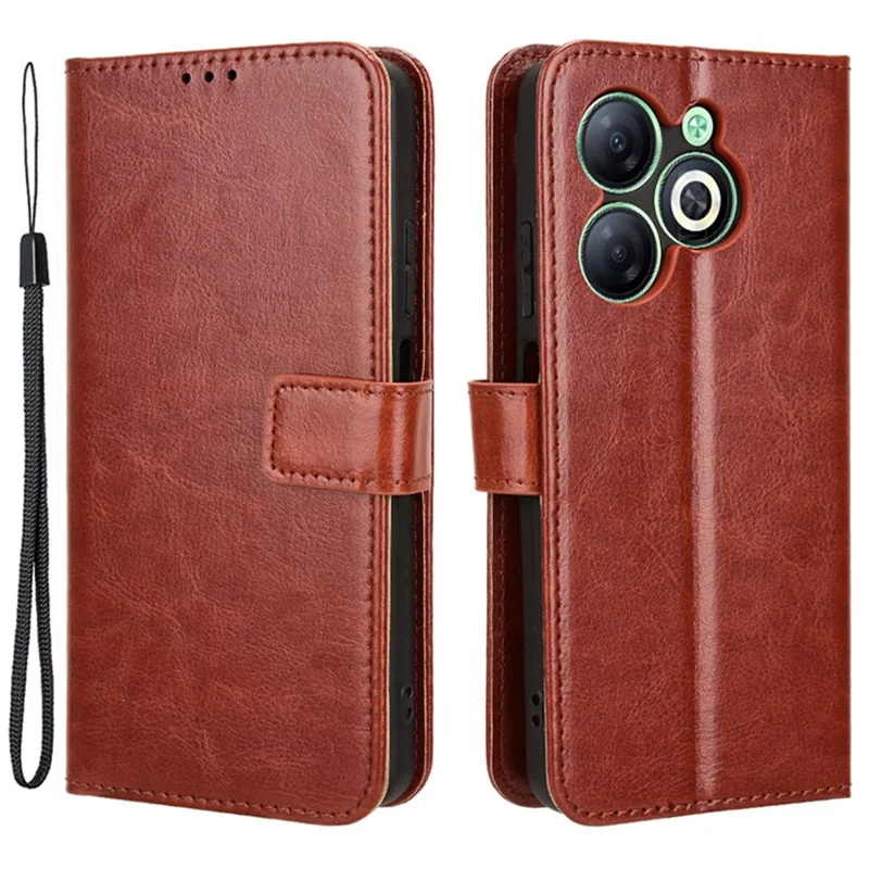 For Infinix Smart 8 4G X6525 / Smart 8 HD 4G Phone Case PU Leather Crazy Horse Texture Wallet Cover - Brown