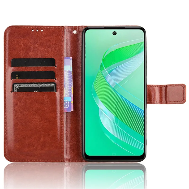 For Infinix Smart 8 4G X6525 / Smart 8 HD 4G Phone Case PU Leather Crazy Horse Texture Wallet Cover - Brown