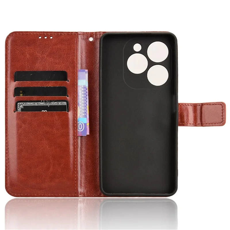 For Infinix Smart 8 4G X6525 / Smart 8 HD 4G Phone Case PU Leather Crazy Horse Texture Wallet Cover - Brown