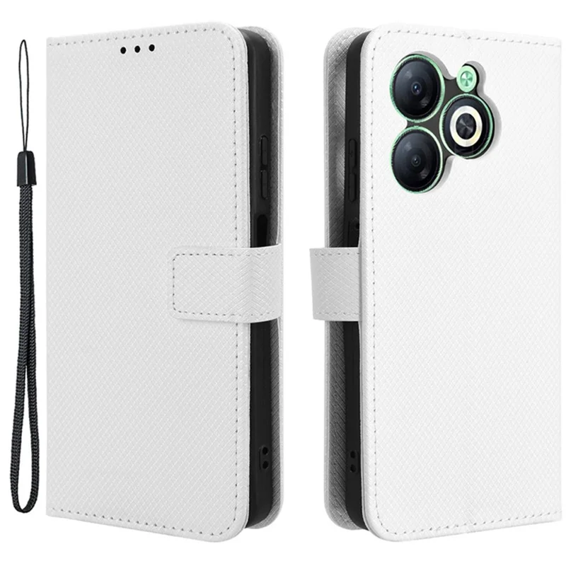 For Infinix Smart 8 4G X6525 / Smart 8 HD 4G Phone Case PU Leather Wallet Magnetic Cell Phone Cover - White