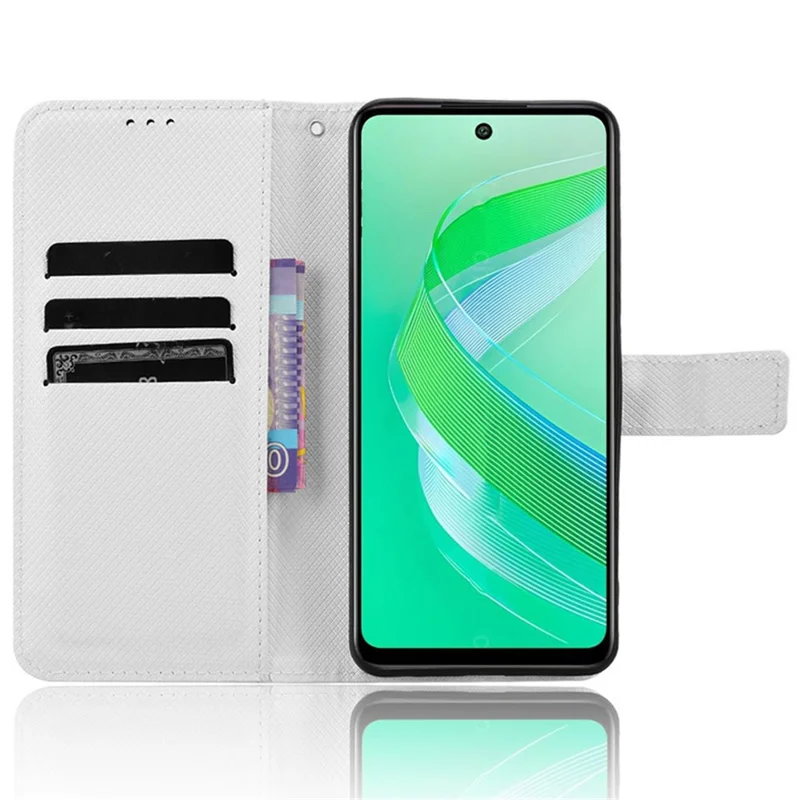 For Infinix Smart 8 4G X6525 / Smart 8 HD 4G Phone Case PU Leather Wallet Magnetic Cell Phone Cover - White