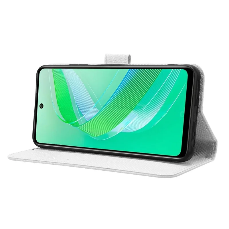 For Infinix Smart 8 4G X6525 / Smart 8 HD 4G Phone Case PU Leather Wallet Magnetic Cell Phone Cover - White