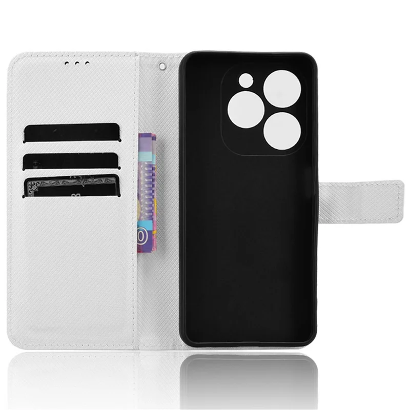 For Infinix Smart 8 4G X6525 / Smart 8 HD 4G Phone Case PU Leather Wallet Magnetic Cell Phone Cover - White