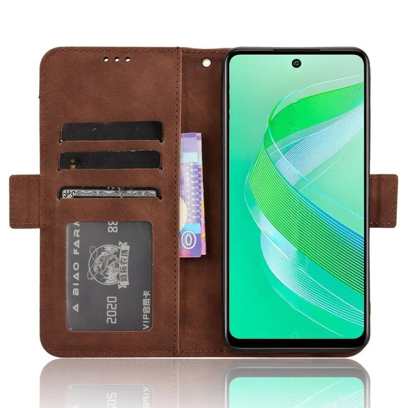 Coque pour Infinix Smart 8 4G X6525 / Smart 8 HD 4G, protection antichoc avec plusieurs fentes pour cartes, housse de protection - Marron