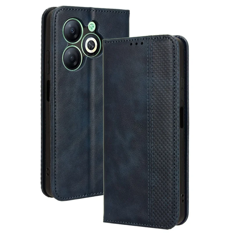 For Infinix Smart 8 4G X6525 / Smart 8 HD 4G Retro PU Leather Phone Case Wallet Stand Cover - Blue