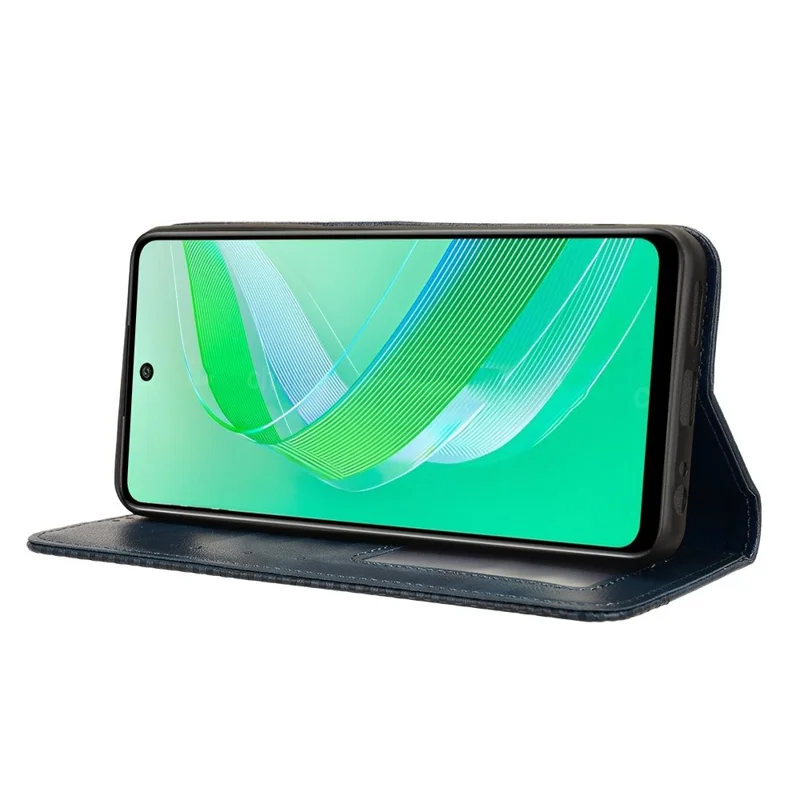 For Infinix Smart 8 4G X6525 / Smart 8 HD 4G Retro PU Leather Phone Case Wallet Stand Cover - Blue