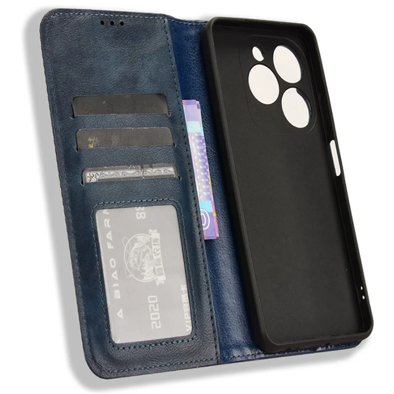 For Infinix Smart 8 4G X6525 / Smart 8 HD 4G Retro PU Leather Phone Case Wallet Stand Cover - Blue