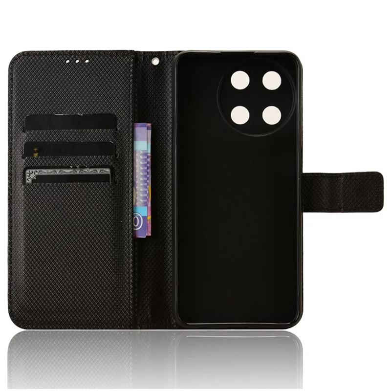 Para Realme 11 4G (159,9x73,3x7,95mm) Capa de Celular Carteira de Couro PU Flip Folio - Preto
