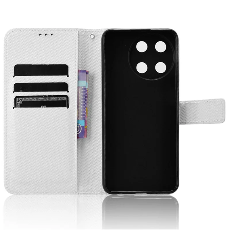 For Realme 11 4G (159.9x73.3x7.95mm) Phone Case PU Leather Wallet Flip Folio Cover - White