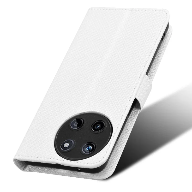 For Realme 11 4G (159.9x73.3x7.95mm) Phone Case PU Leather Wallet Flip Folio Cover - White