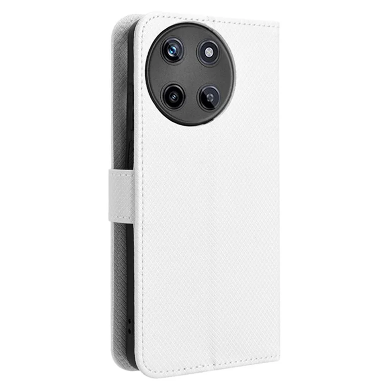 For Realme 11 4G (159.9x73.3x7.95mm) Phone Case PU Leather Wallet Flip Folio Cover - White