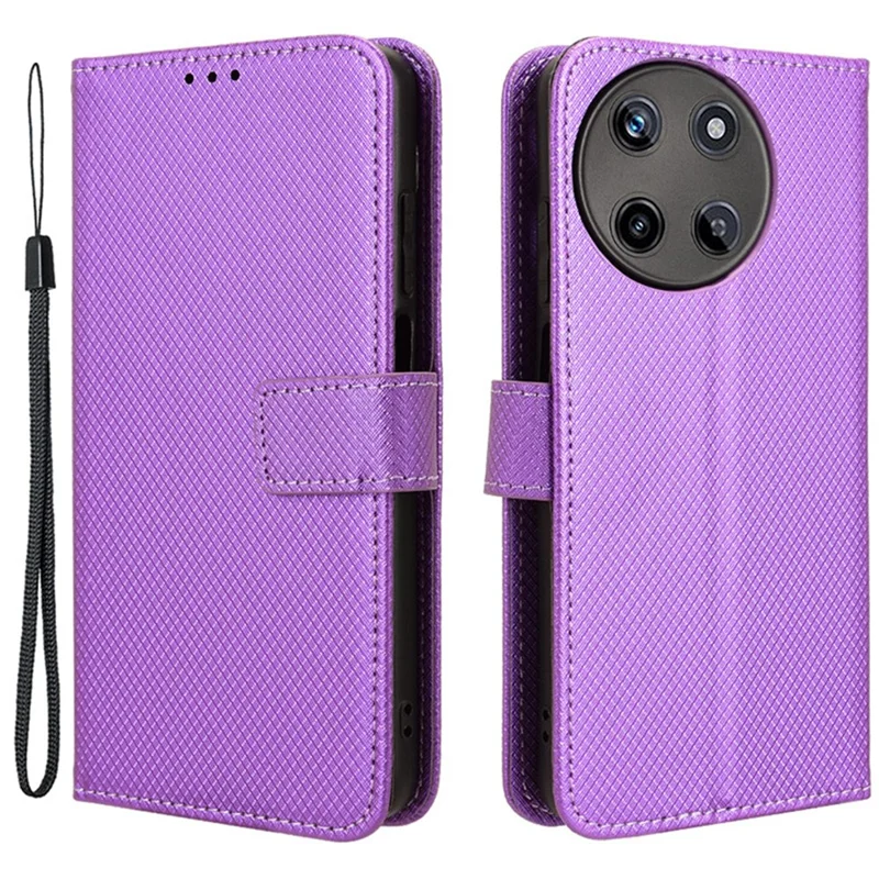For Realme 11 4G (159.9x73.3x7.95mm) Phone Case PU Leather Wallet Flip Folio Cover - Purple