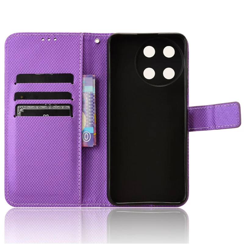 For Realme 11 4G (159.9x73.3x7.95mm) Phone Case PU Leather Wallet Flip Folio Cover - Purple