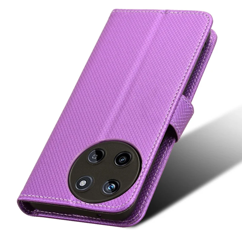 For Realme 11 4G (159.9x73.3x7.95mm) Phone Case PU Leather Wallet Flip Folio Cover - Purple