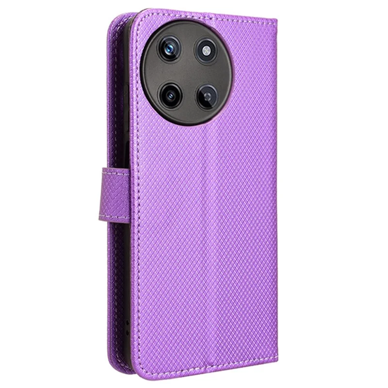 For Realme 11 4G (159.9x73.3x7.95mm) Phone Case PU Leather Wallet Flip Folio Cover - Purple