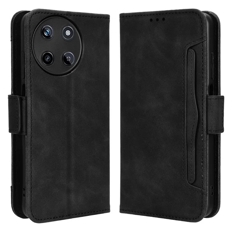 Para Realme 11 4G (159.9x73.3x7.95mm) Funda de Cartera de Piel Sintética con Múltiples Ranuras para Tarjetas Funda de Teléfono - Negro