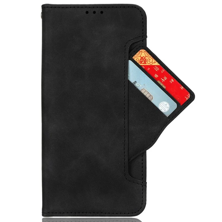 Para Realme 11 4G (159.9x73.3x7.95mm) Funda de Cartera de Piel Sintética con Múltiples Ranuras para Tarjetas Funda de Teléfono - Negro