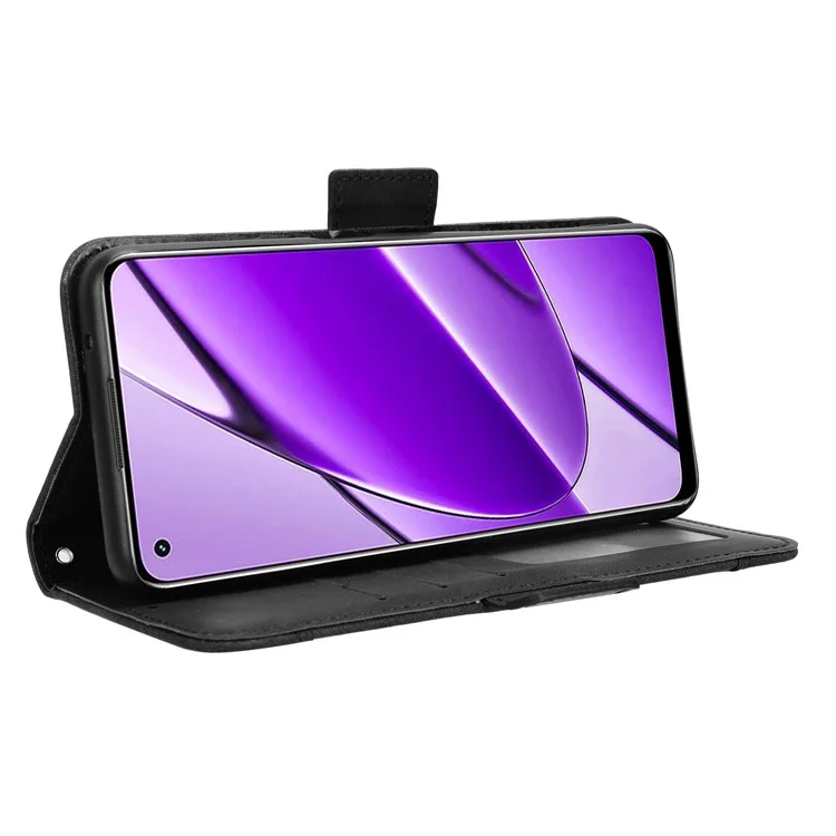 Para Realme 11 4G (159.9x73.3x7.95mm) Funda de Cartera de Piel Sintética con Múltiples Ranuras para Tarjetas Funda de Teléfono - Negro