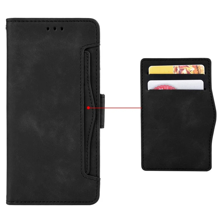 Para Realme 11 4G (159.9x73.3x7.95mm) Funda de Cartera de Piel Sintética con Múltiples Ranuras para Tarjetas Funda de Teléfono - Negro