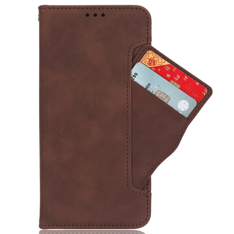 For Realme 11 4G (159.9x73.3x7.95mm) Wallet Case PU Leather Multiple Card Slots  Phone Cover - Brown