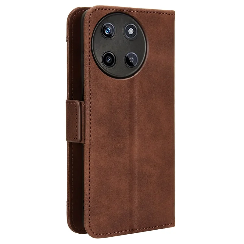 For Realme 11 4G (159.9x73.3x7.95mm) Wallet Case PU Leather Multiple Card Slots  Phone Cover - Brown