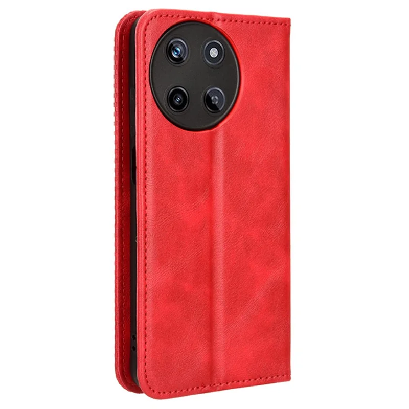 For Realme 11 4G (159.9x73.3x7.95mm) Cell Phone Cases Retro PU Leather Wallet Stand Cover - Red