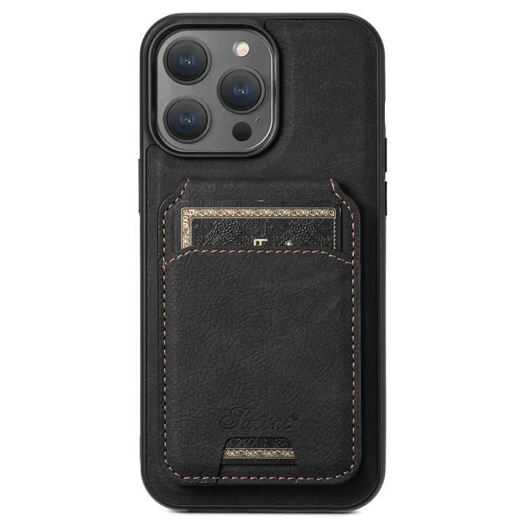 SUTENI H16 For iPhone 13 Pro Max 6.7 inch Magnetic Cases PU+TPU Card Holder Phone Cover Compatible with MagSafe - Black