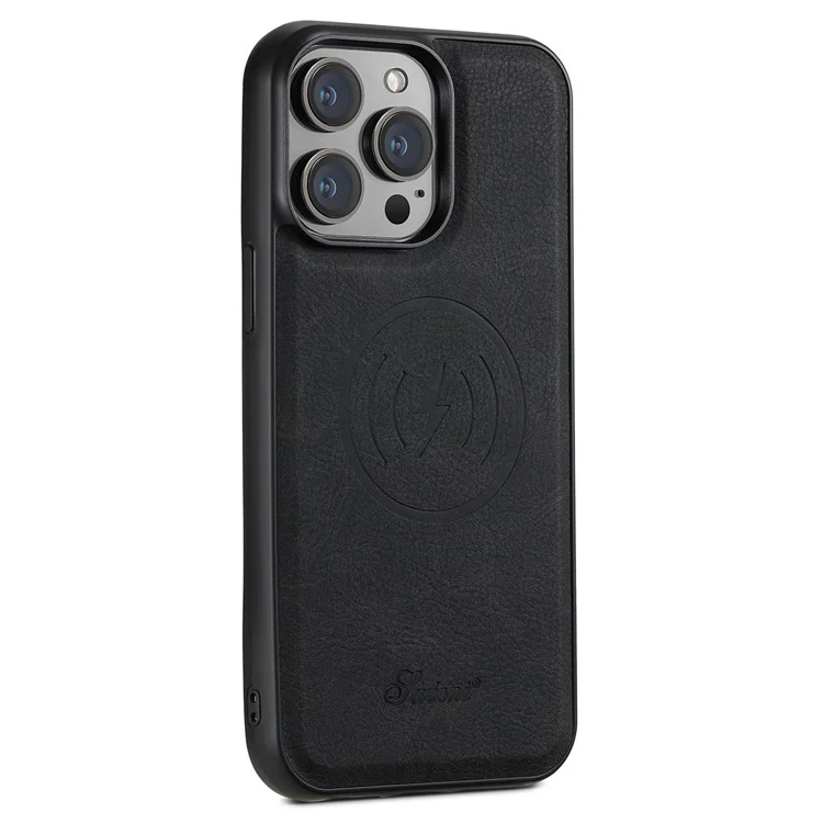 SUTENI H16 For iPhone 13 Pro Max 6.7 inch Magnetic Cases PU+TPU Card Holder Phone Cover Compatible with MagSafe - Black