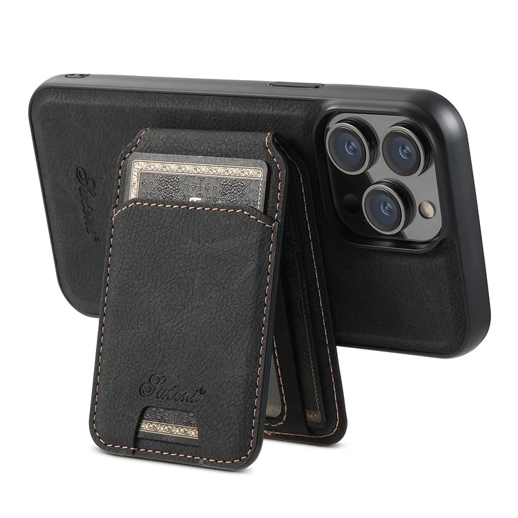SUTENI H16 For iPhone 13 Pro Max 6.7 inch Magnetic Cases PU+TPU Card Holder Phone Cover Compatible with MagSafe - Black