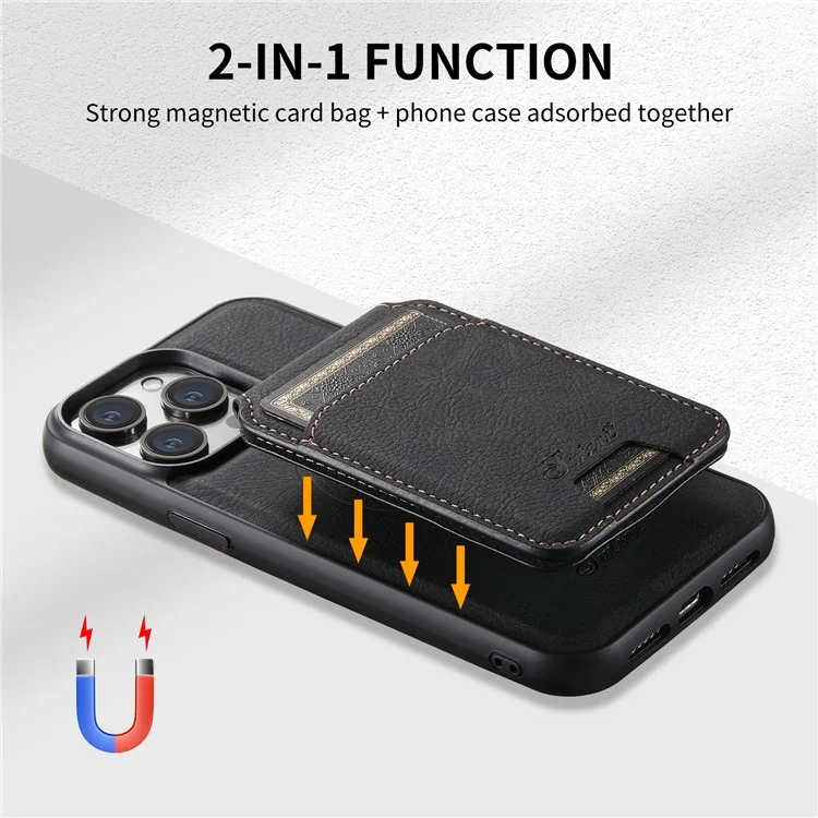 SUTENI H16 For iPhone 13 Pro Max 6.7 inch Magnetic Cases PU+TPU Card Holder Phone Cover Compatible with MagSafe - Black