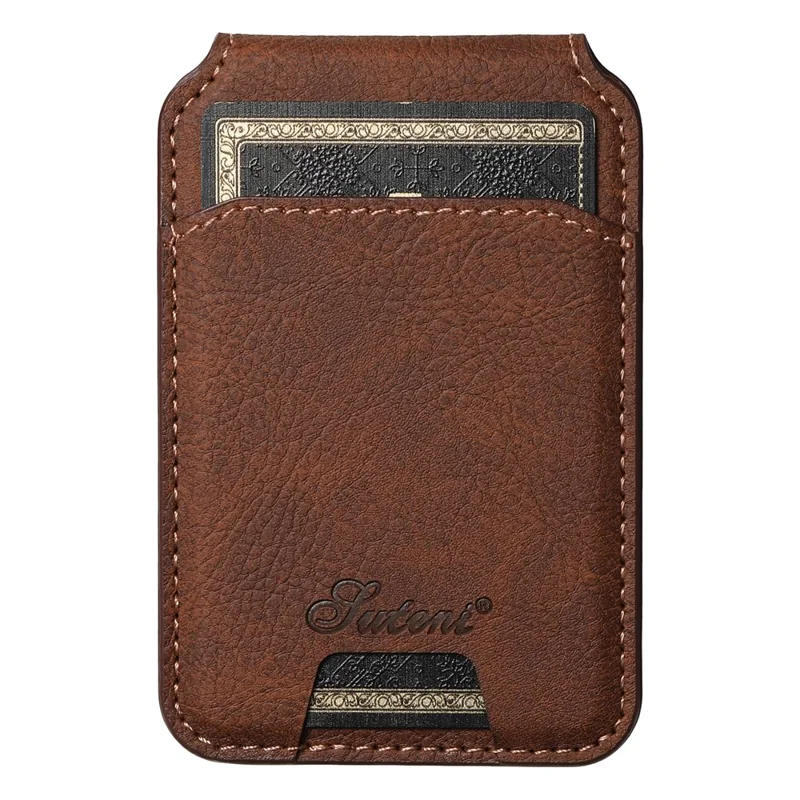 SUTENI H16 For iPhone 15 Pro Max Case Litchi Texture PU Leather+TPU Phone Shell Compatible with MagSafe - Brown
